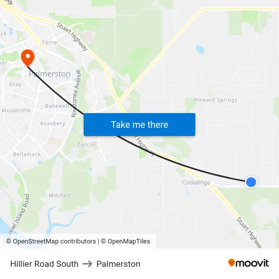 Hillier Road South to Palmerston map