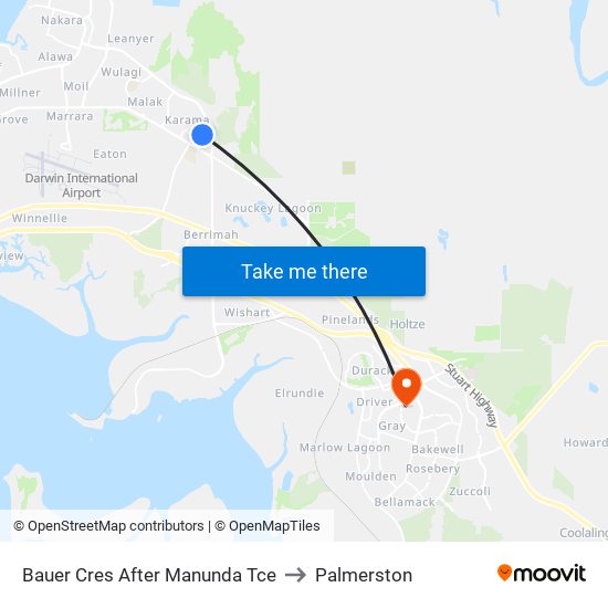 Bauer Cres After Manunda Tce to Palmerston map