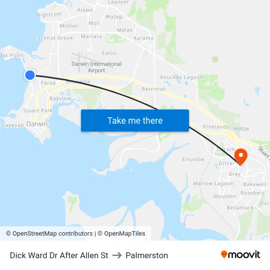 Dick Ward Dr After Allen St to Palmerston map