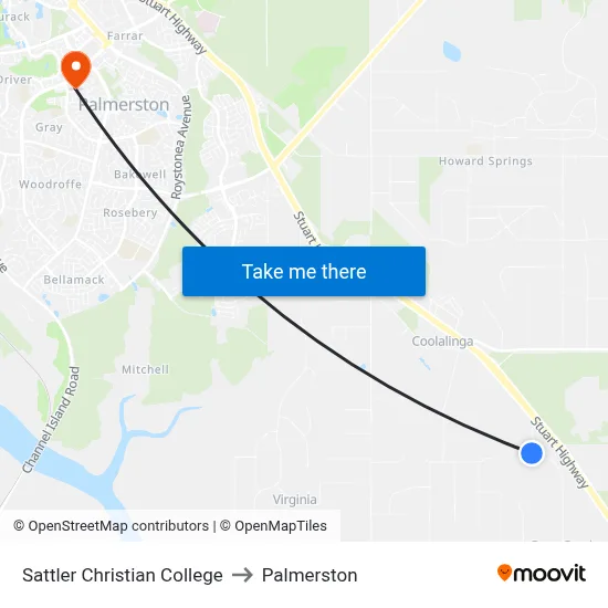 Sattler Christian College to Palmerston map
