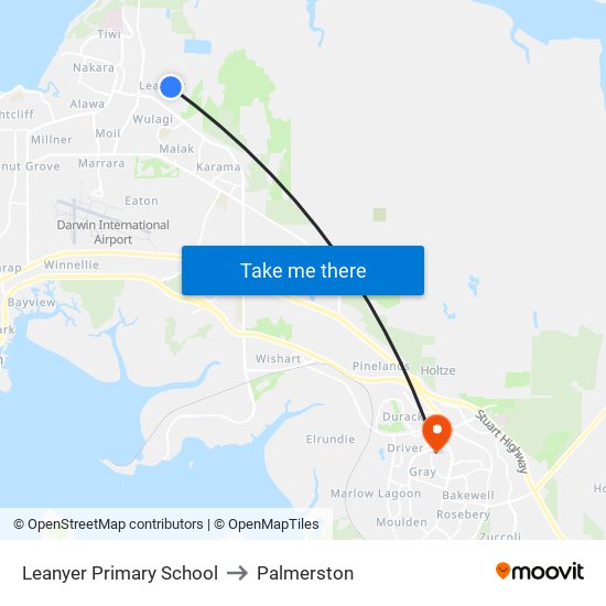 Leanyer Primary School to Palmerston map