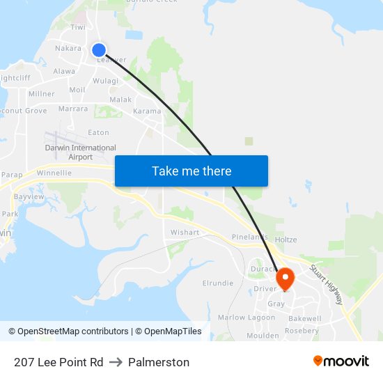 207 Lee Point Rd to Palmerston map