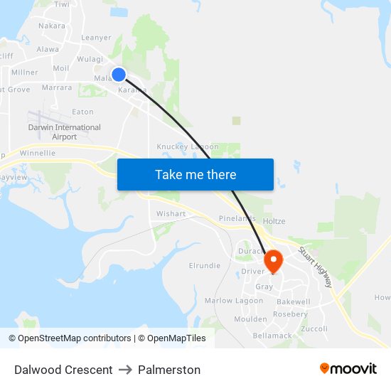 Dalwood Crescent to Palmerston map