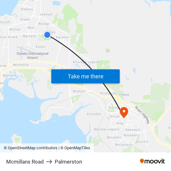 Mcmillans Road to Palmerston map