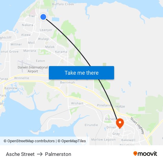 Asche Street to Palmerston map