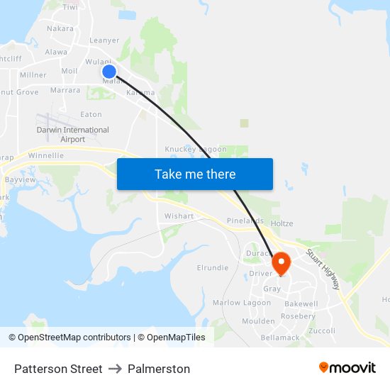 Patterson Street to Palmerston map