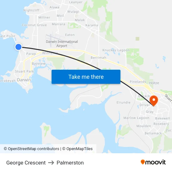 George Crescent to Palmerston map
