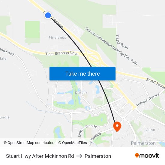 Stuart Hwy After Mckinnon Rd to Palmerston map