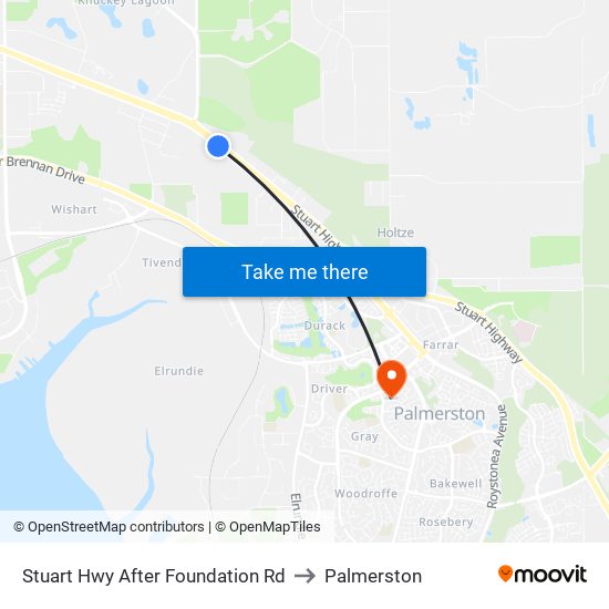 Stuart Hwy After Foundation Rd to Palmerston map