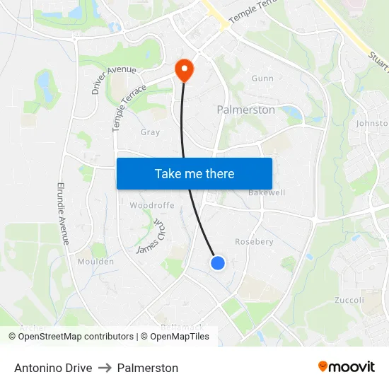 Antonino Drive to Palmerston map