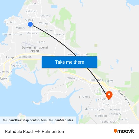 Rothdale Road to Palmerston map