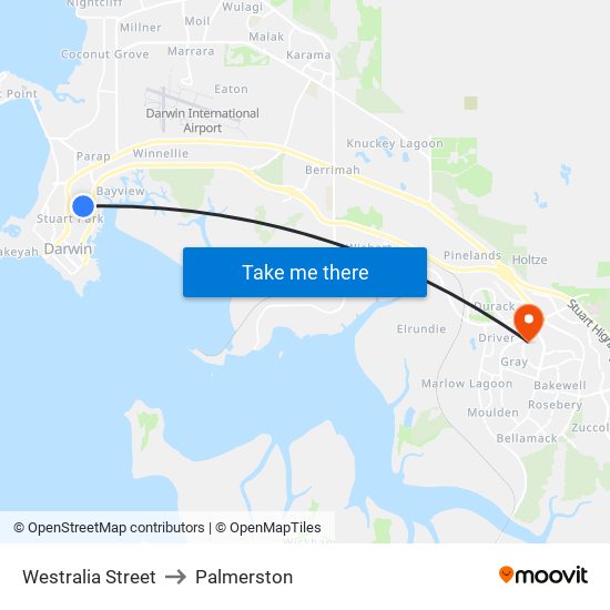 Westralia Street to Palmerston map