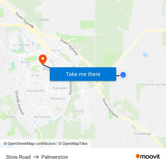 Stow Road to Palmerston map