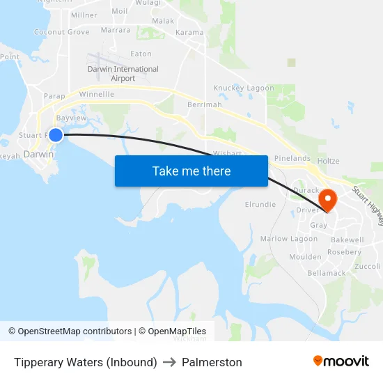 Tipperary Waters (Inbound) to Palmerston map