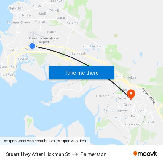 Stuart Hwy After Hickman St to Palmerston map