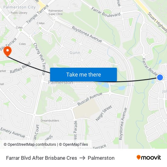 Farrar Blvd After Brisbane Cres to Palmerston map