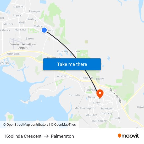 Koolinda Crescent to Palmerston map