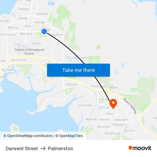 Darwent Street to Palmerston map