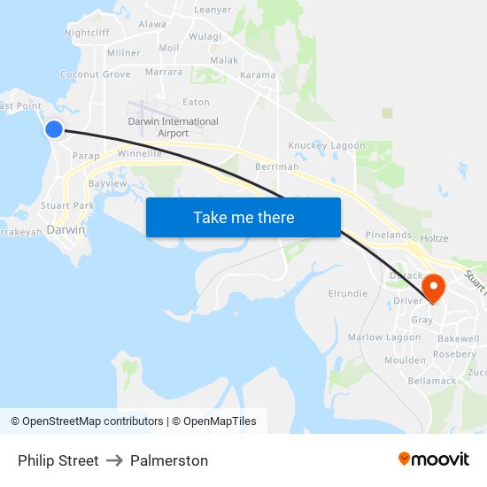 Philip Street to Palmerston map