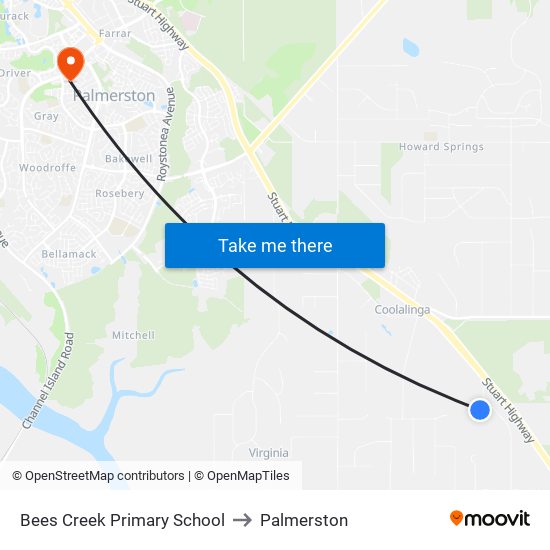 Bees Creek Primary School to Palmerston map