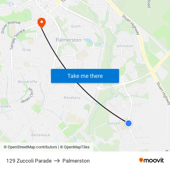 129 Zuccoli Parade to Palmerston map