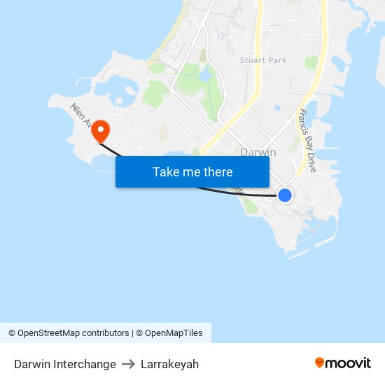 Darwin Interchange to Larrakeyah map