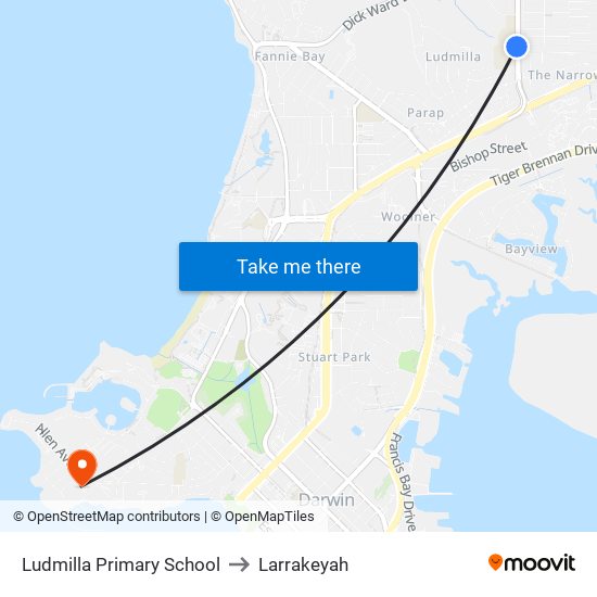 Ludmilla Primary School to Larrakeyah map