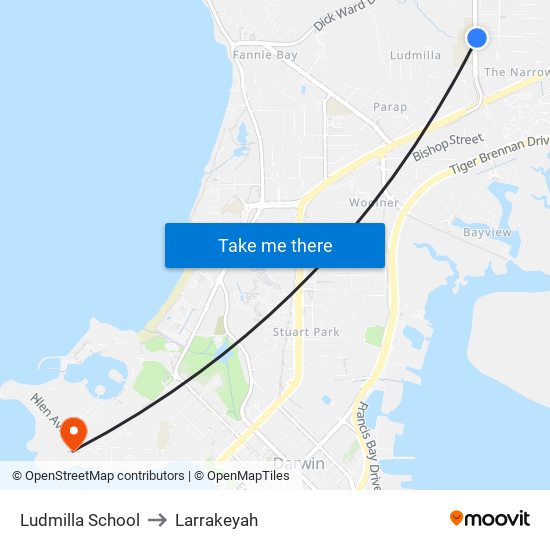 Ludmilla School to Larrakeyah map