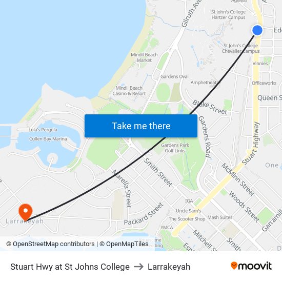 Stuart Hwy at St Johns College to Larrakeyah map