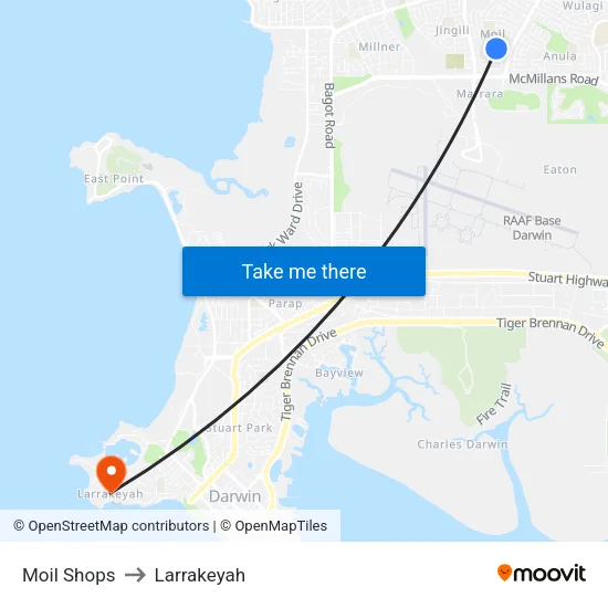 Moil Shops to Larrakeyah map