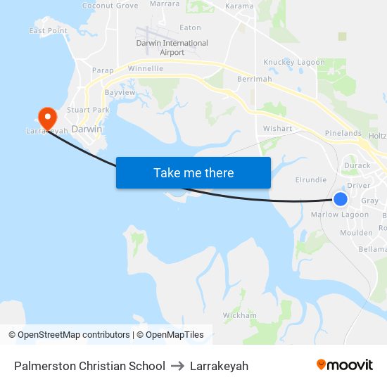 Palmerston Christian School to Larrakeyah map