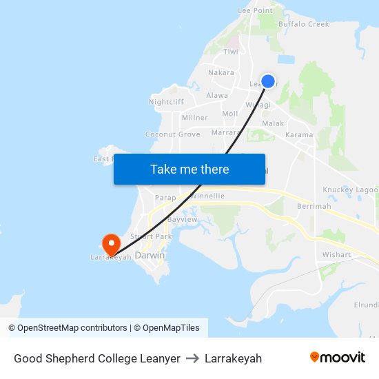 Good Shepherd College Leanyer to Larrakeyah map