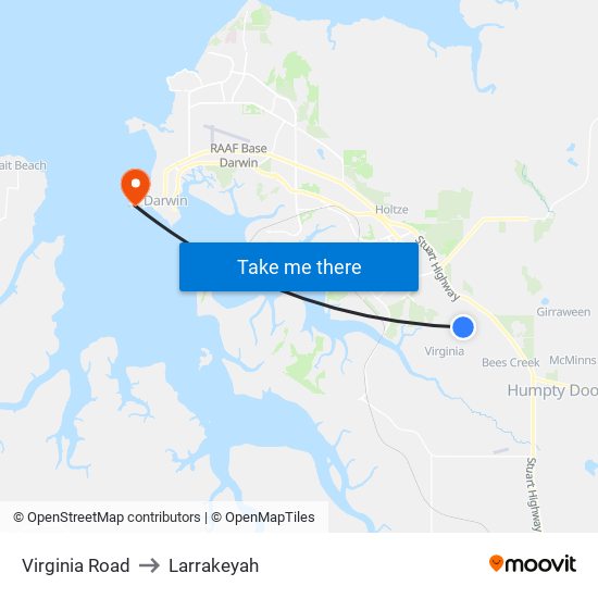 Virginia Road to Larrakeyah map