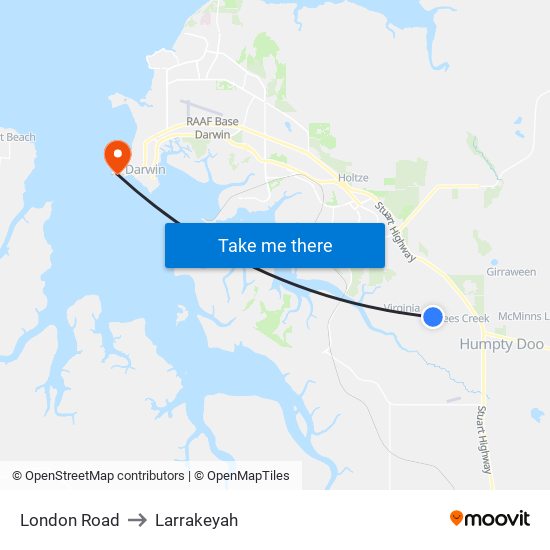 London Road to Larrakeyah map