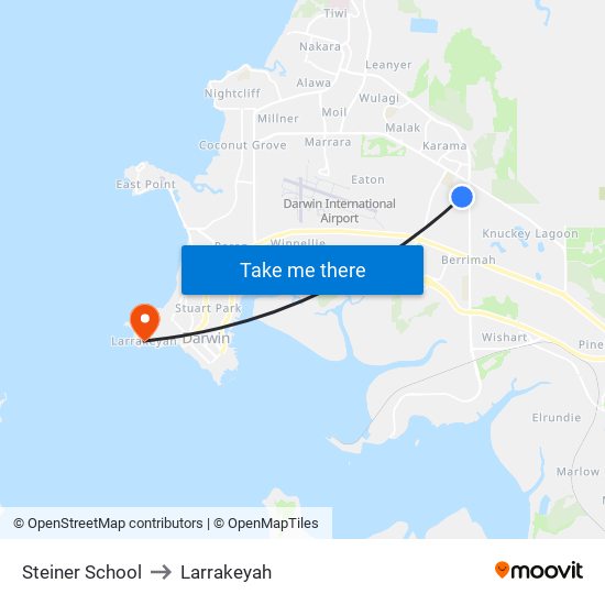 Steiner School to Larrakeyah map