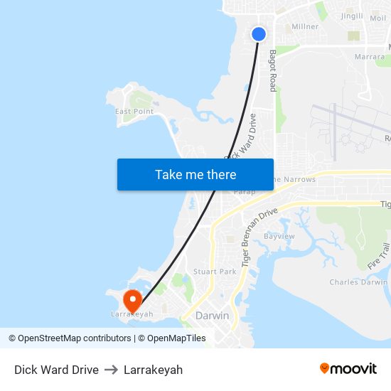 Dick Ward Drive to Larrakeyah map