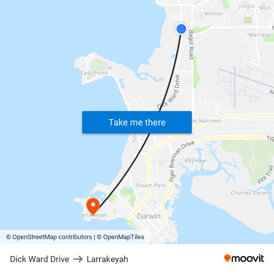 Dick Ward Drive to Larrakeyah map