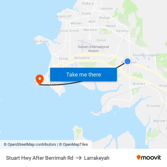 Stuart Hwy After Berrimah Rd to Larrakeyah map