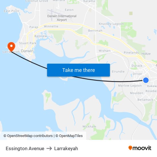 Essington Avenue to Larrakeyah map