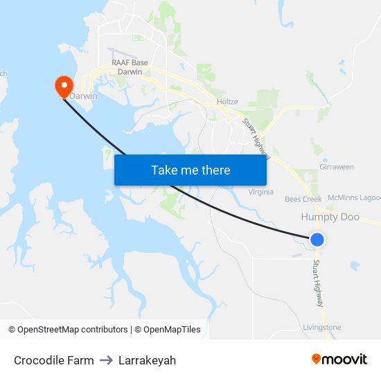 Crocodile Farm to Larrakeyah map