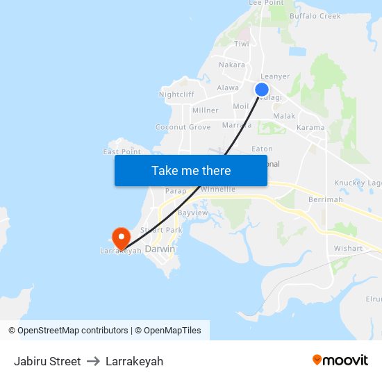 Jabiru Street to Larrakeyah map