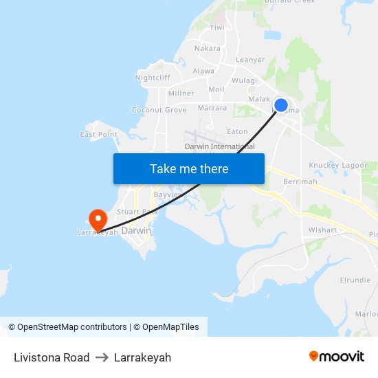 Livistona Road to Larrakeyah map