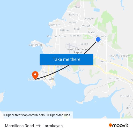 Mcmillans Road to Larrakeyah map