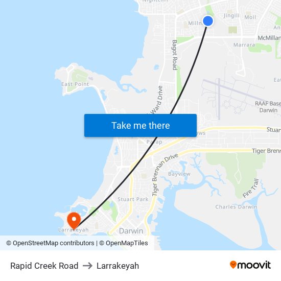 Rapid Creek Road to Larrakeyah map