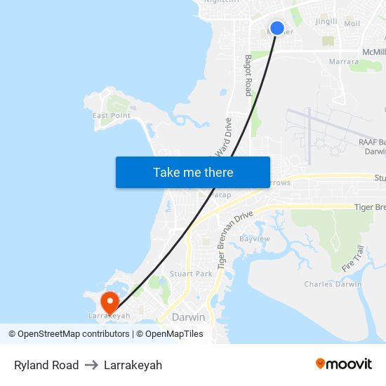 Ryland Road to Larrakeyah map