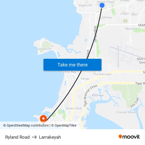 Ryland Road to Larrakeyah map