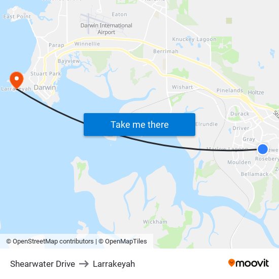 Shearwater Drive to Larrakeyah map