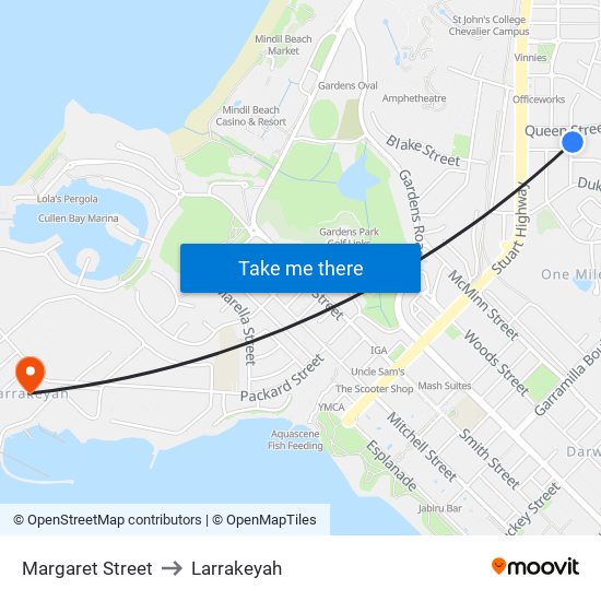 Margaret Street to Larrakeyah map