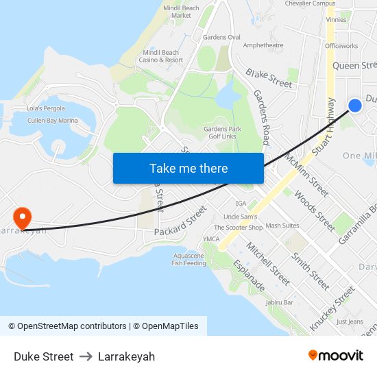 Duke Street to Larrakeyah map