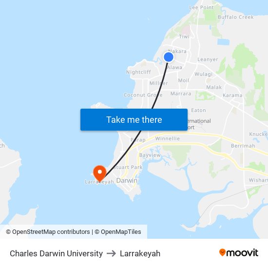 Charles Darwin University to Larrakeyah map